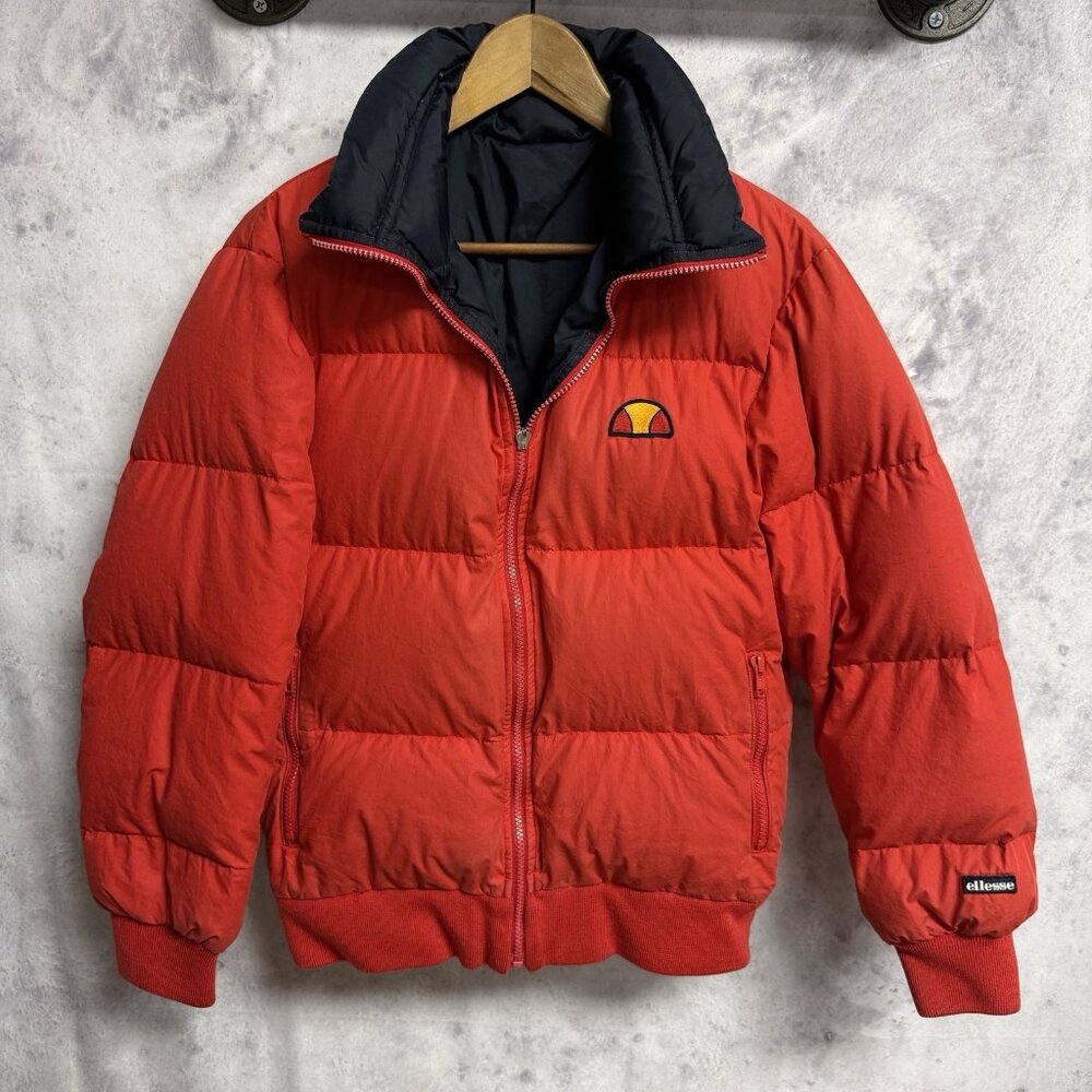 Vintage Ellesse Reversible Jacket Mens Medium 20x24.5 Red Bomber - Picture 6 of 16